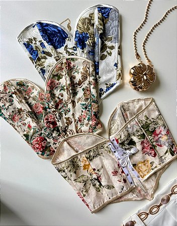 Cropped Corset Estampado com Decote Coração Andreia Ref. 1860