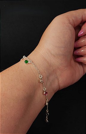Pulseira Bolinha colorida prata 925