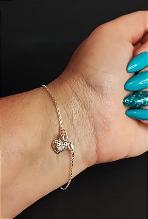 Pulseira coração com zircônia