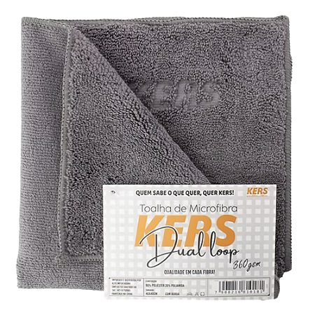 KERS TOALHA DE MICROFIBRA DUAL LOOP 40X40CM 360GSM CINZA