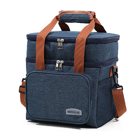 Bolsa Térmica Com Alça Transversal 2 Compartimentos Cor:Azul