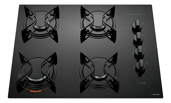 Fogão Cooktop 4 Bocas Atlas Preto Vidro Bivolt