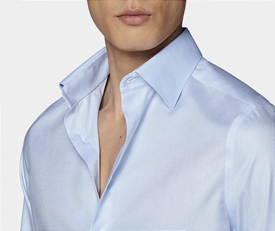 Camisa Social Masculino Azul Claro Slim