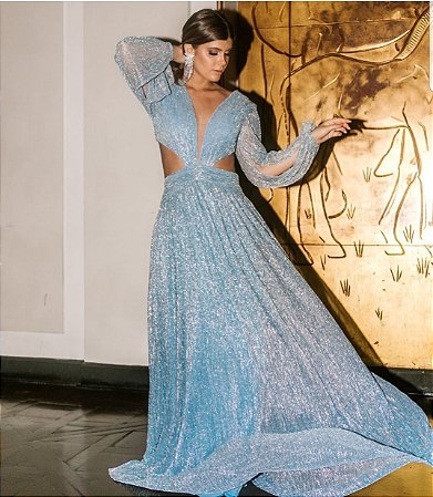 vestido em lurex longo