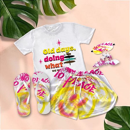 Kit Pijama Curto de Verão Old Days + Chinelo de dedo