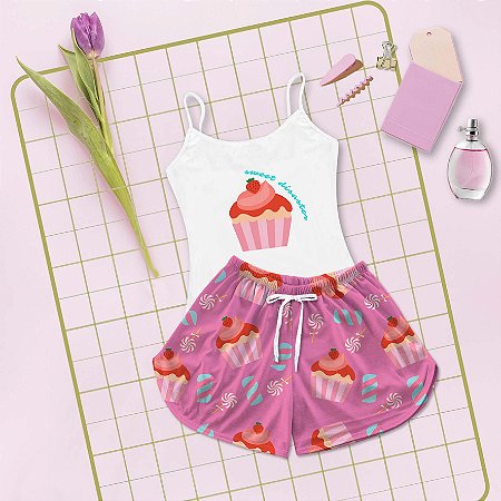 Baby Doll Feminino De Verão Alcinha Cookies