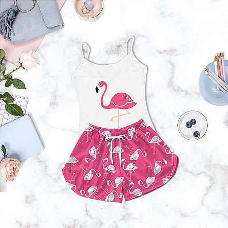 Baby Doll Feminino Infantil Estampa Flamingo Pink