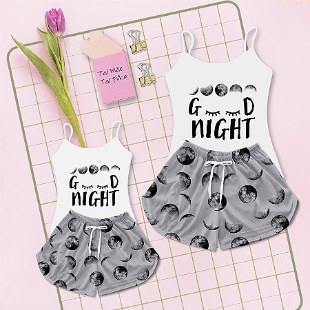 Pijama Feminino Tal Mãe Tal Filha Estampa Good Night Lua