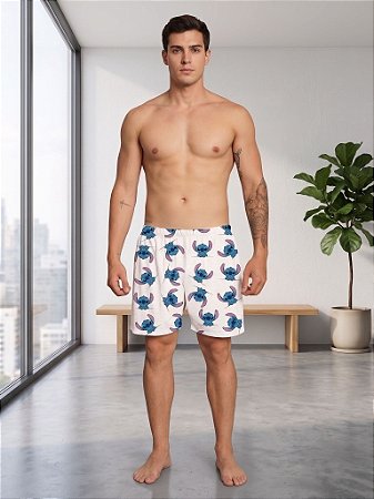 Bermuda Masculina Shorts Samba Canção Estampa Stitch