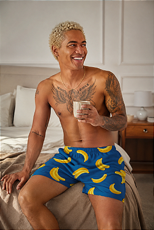 Bermuda Masculina Shorts Samba Canção Estampa Banana