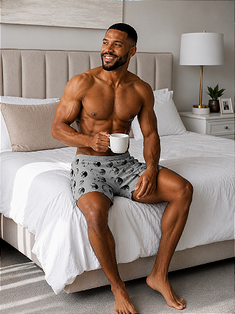 Bermuda Masculina Shorts Samba Canção Estampa Lua