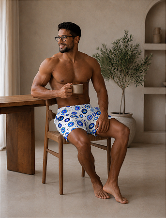 Bermuda Masculina Shorts Samba Canção Estampa Olho Grego