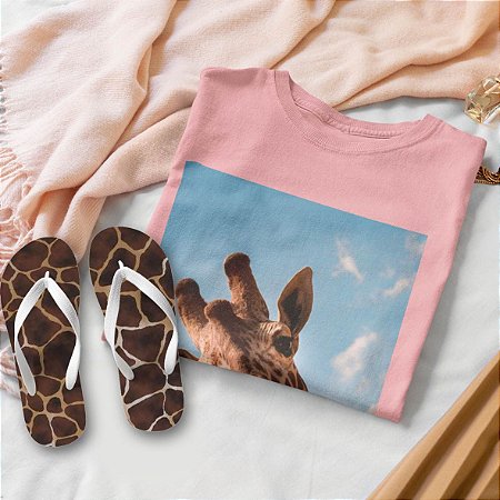 Combo Girafa: T-shirt Rosa  + Chinelo de dedo