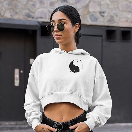 oversized cropped moletom com capuz