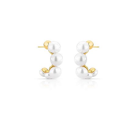 Brinco meia argola com pérolas sheel