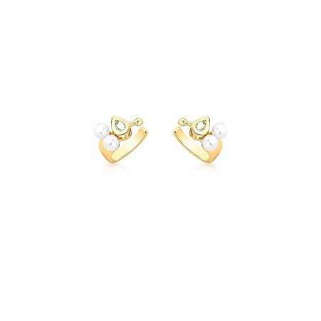 Piercing de orelha com pérola e cristal
