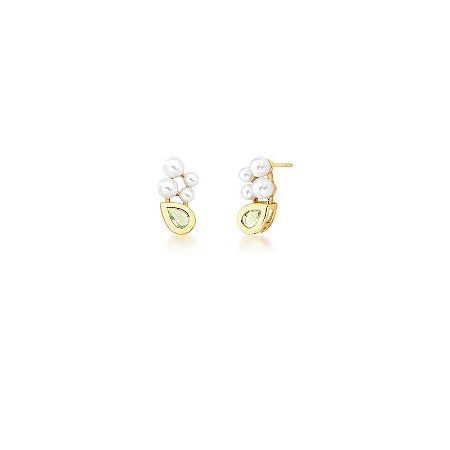 Brinco com pérolas e cristal