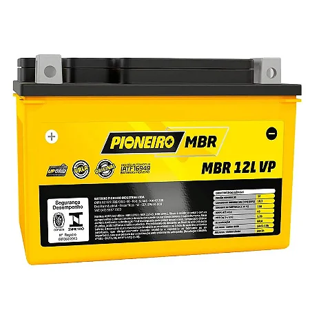 Bateria Pioneiro YT12A-BS MBR 12L-VP Ninja 650R Z1000 Duke 790 GSX 1300