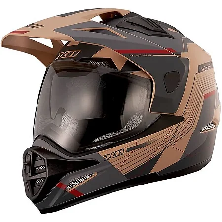 Capacete X11 Crossover Desert Areia/Vermelho Tam: 58