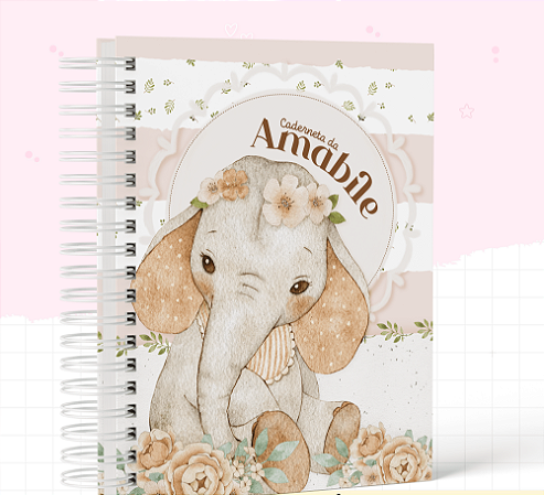 Caderneta de Saúde/ Vacinação Personalizada Baby Elefantinha Menina