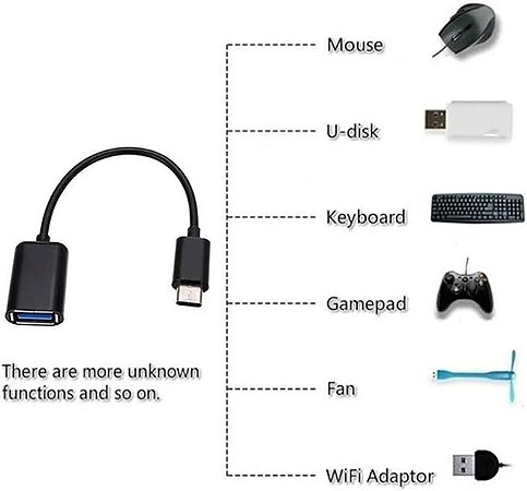 Cabo Adaptador USB Otg Fêmea Tipo C Macho para Pendrive Usb Celular Tablete Notebook