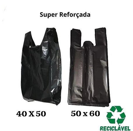 Sacola plástica reforçada 1kg vários tamanhos na cor preta