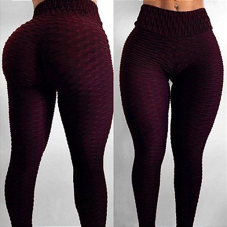 Calça Legging em Suplex Bolha e Liso com Cós Alto Empina Bumbum Fitness - Suplex Cintura Alta Bombey