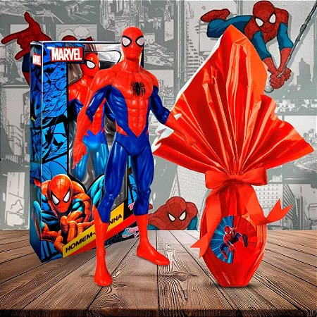 Kit Ovo Da Páscoa 250g Homem Aranha Vingador Boneco 22cm Brinquedo Presente Ovo De Pascoa