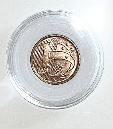 Moeda de 1 centavos de Real de 2001 FC nunca usada.