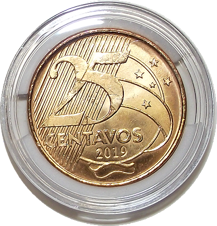 Moeda de 25 centavos de Real de 2019 FC.