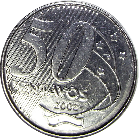 Moeda de 50 centavos de Real de 2002 FC.