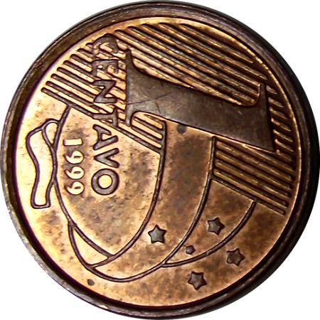 Moeda de 1 centavos de Real de 1999 FC sem uso.