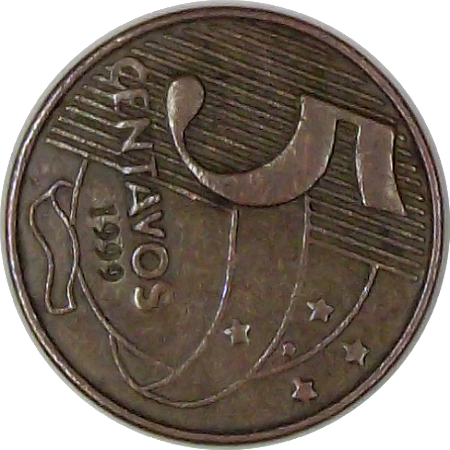 Moeda de 5 centavos de Real de 1999 MBC Conservada