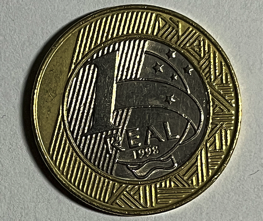 Moeda 1 Real Brasil 1998 Cinquentenário Direitos Humanos