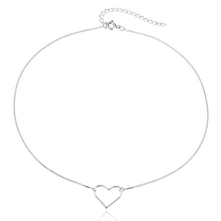 Choker Coração Vazado em Prata 925