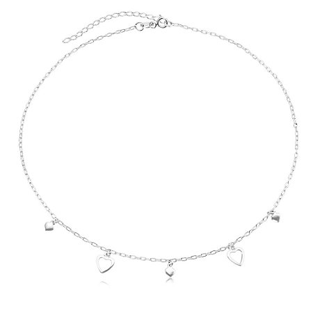 Choker Corações em Prata 925