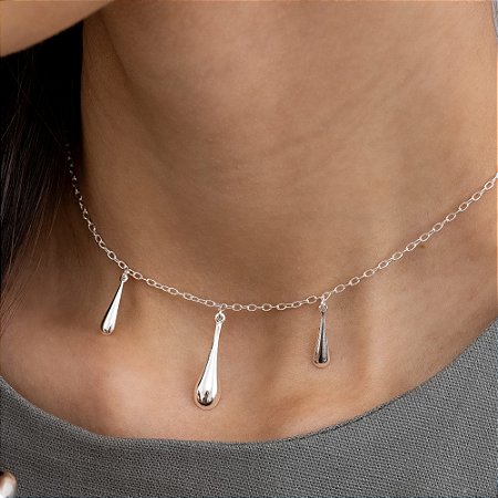 Choker Gotas em Prata 925