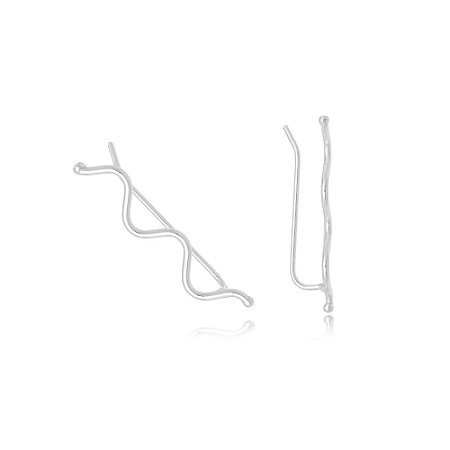 Brinco Ear Cuff Fio Ondulado em Prata 925