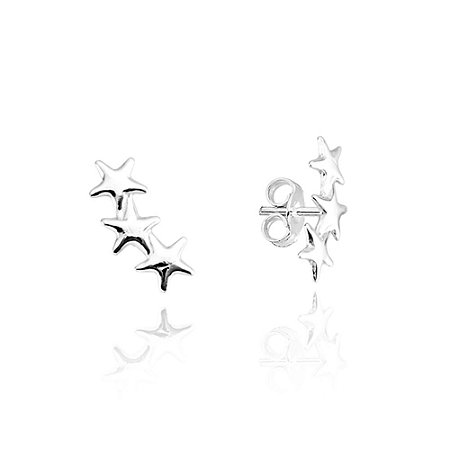 Brinco Ear Cuff Estrelas em Prata 925