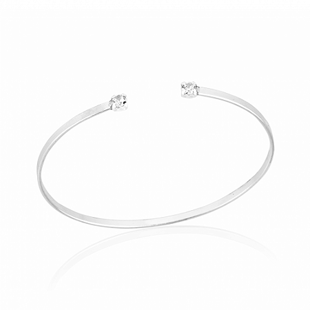 Bracelete Laminado Regulável Pontos de Luz em Prata 925