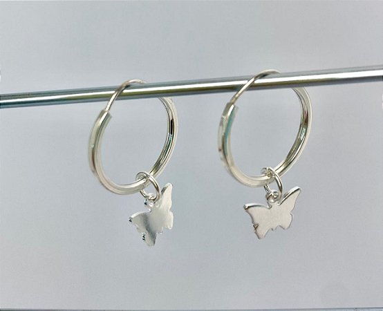 Argola com Borboleta em Prata 925