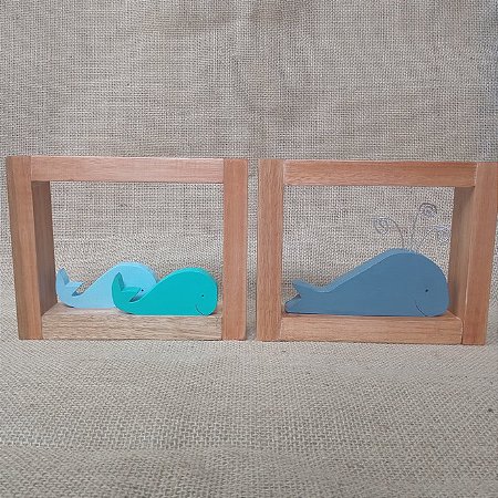 Par de Quadrinhos para Quarto Infantil - Mamãe Baleia