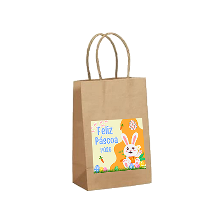 10 Sacolinha Kraft Para Ovo De Páscoa Sacola Coelhinho