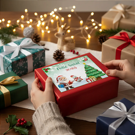 16 Adesivos Feliz Natal Para Maleta Acrílica 7x9 Cm