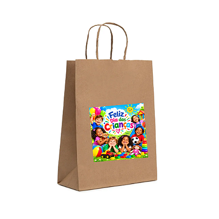 10 Sacolinha Kraft Feliz dia das Crianças Personalizada