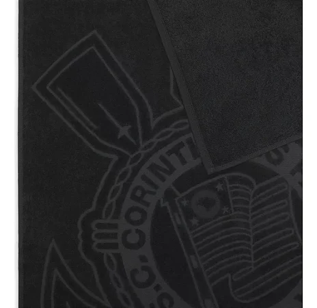 TOALHA DE BANHO/PRAIA/PISCINA CORINTHIANS - ALGODÃO AVELUDADO JACQUARD - PRETA - LICENCIADA