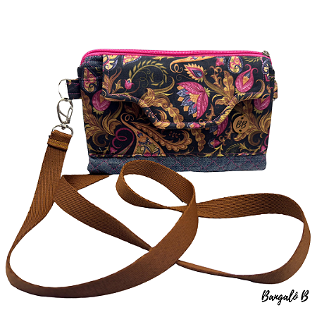 Bolsa Pequena Alça Transversal  Rosa e Dourado