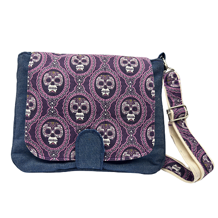 Bolsa Jeans Caveira Mexicana Roxa