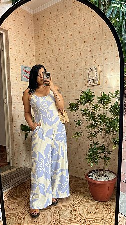 Macacão Feminino Pantalona Costas Abertas Elegante Design Sofisticado Verão