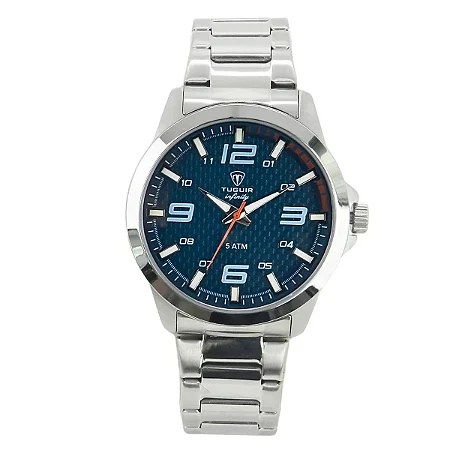 Relógio Masculino de Aço Tuguir Analógico Infinity TGI37007 Prata e Azul